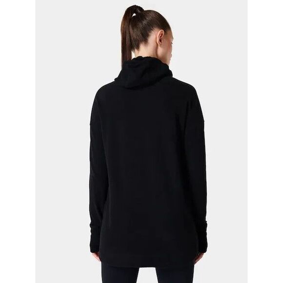 Sweaty Betty Escape Luxe Fleece Hoodie Women's US 14 Black Loose Thumbholes NWOT - Picture 2 of 13